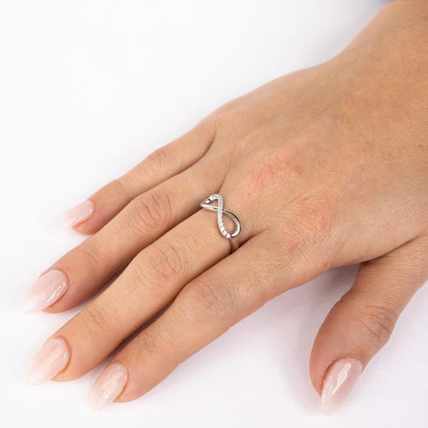 Sterling Silver 925 Clear CZ Infinity Ring - SSLR043