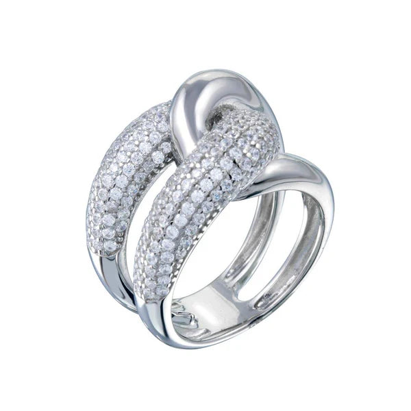 Sterling Silver 925 Clear Micro Pave CZ Knot Ring - SSLR037